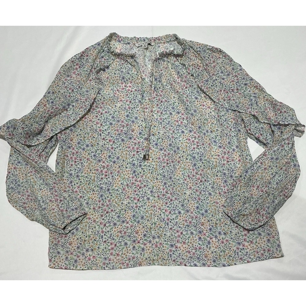 Zac & Rachel Blouse Womens XL White Floral Boho Cottagecore Peasant